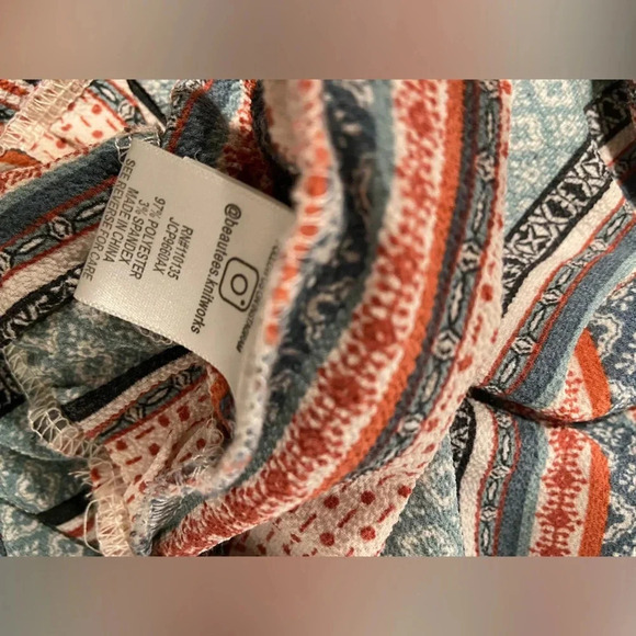 Knit Works Girls Rust Navy Pattern Tie Peplum Front Stretch Tank Top Size XL - Picture 10 of 10